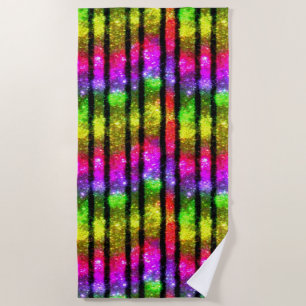 Neon-Regenbogen-Schimmer-Streifen Strandtuch