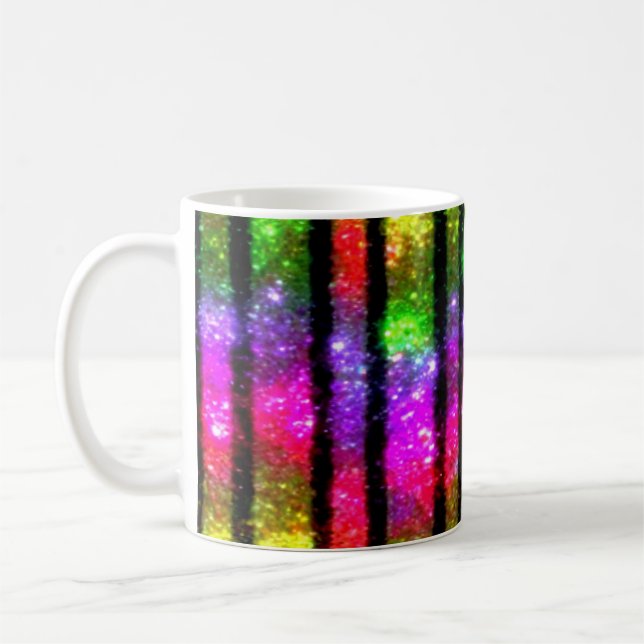 Neon-Regenbogen-Schimmerstreifen Kaffeetasse (Links)