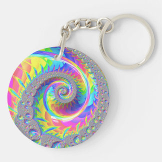 Neon-Regenbogen-Spirale-Fraktal-Abstrakte Digitale Schlüsselanhänger