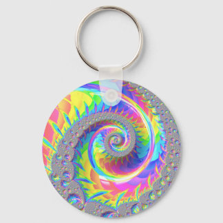 Neon-Regenbogen-Spirale-Fraktal-Abstrakte Digitale Schlüsselanhänger