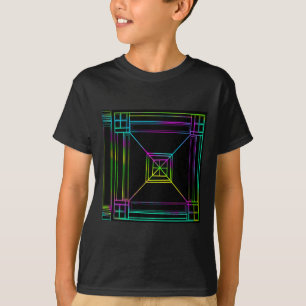 Neon-Regenbogen-Tech-Gitter T-Shirt