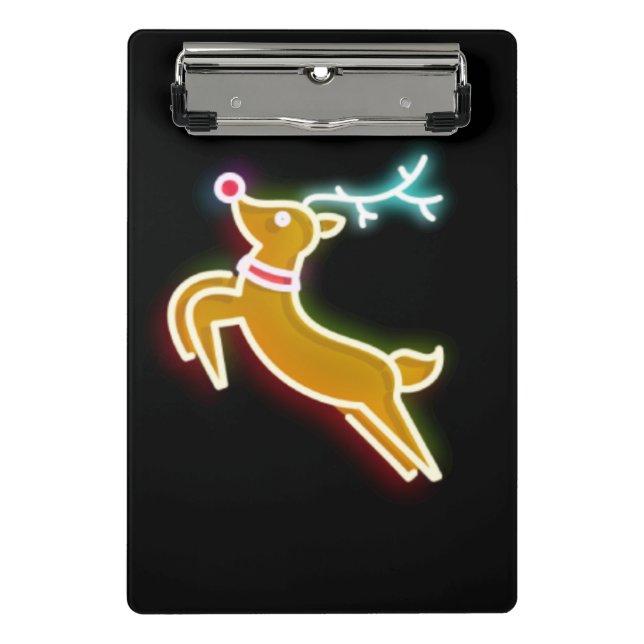 Neon Reindeer Mini Klemmbrett (Vorderseite)