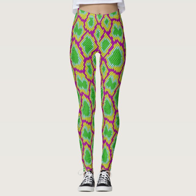 Neon Reptile Print Leggings (Vorderseite)