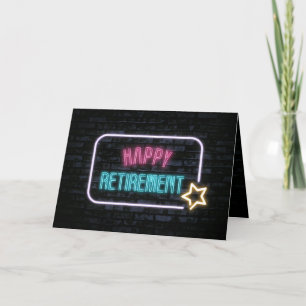 Neon Retirement Marquee on Brick Karte
