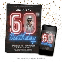 Neon Retro 60. Geburtstagsparty