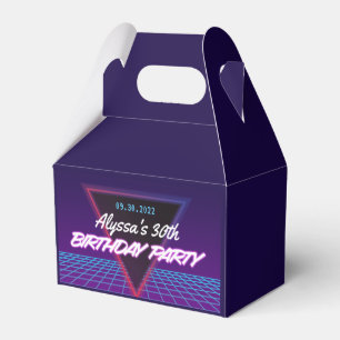 Neon Retro 80er Themed Lila Pink Birthday Party Geschenkschachtel