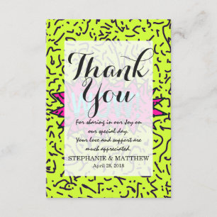 Neon Retro 80's 90's Scribbled Wow!Typografie Dankeskarte