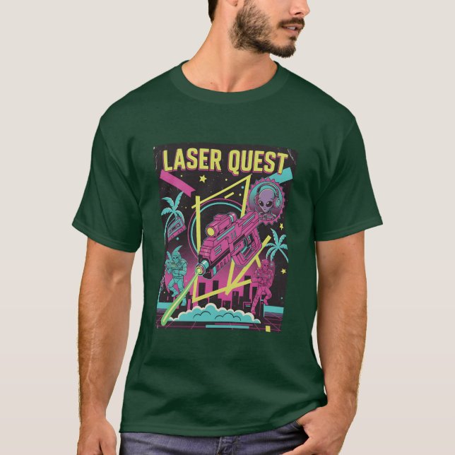 Neon Retro 90 Laser Space Battle gift T-Shirt (Vorderseite)