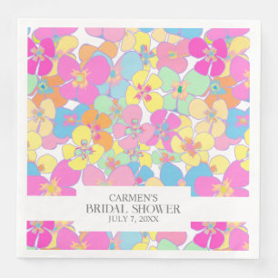 Neon Retro Blumenrosa Hübsches Chic Brautparty Serviette