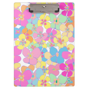 Neon Retro Floral Pink Klemmbrett