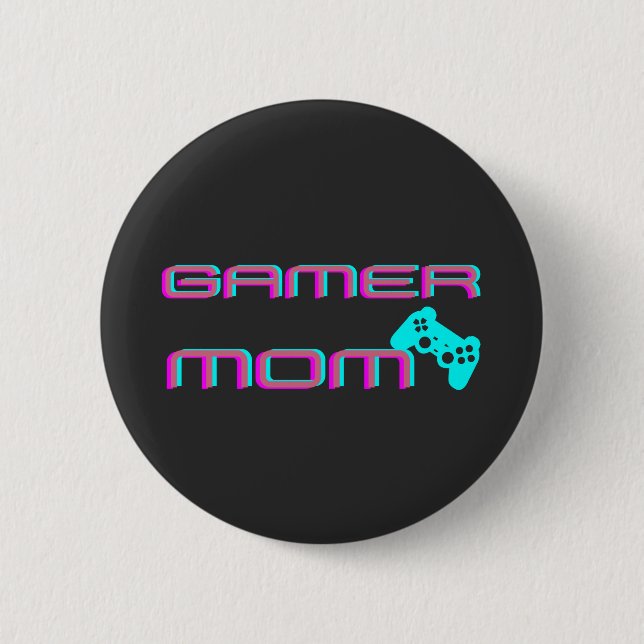 Neon Retro Gamer Mom Button (Vorderseite)