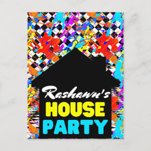 Neon-Retro-Hip-Hop-Hausparty Postkarte