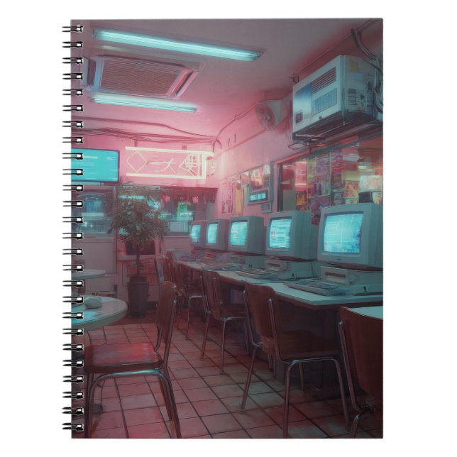 Neon Retro Internet Café Notebook Notizblock (Vorderseite)