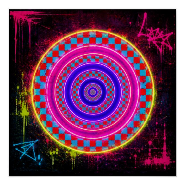 Neon-Retro-Kunst Poster (Vorderseite)