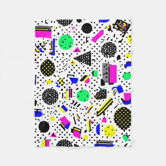 Neon Retro Memphis Geometric Chaos Pattern Fleecedecke (Vorderseite)