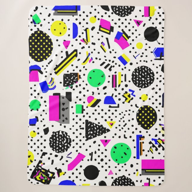 Neon Retro Memphis Geometric Chaos Pattern Sherpadecke (Vorderseite)
