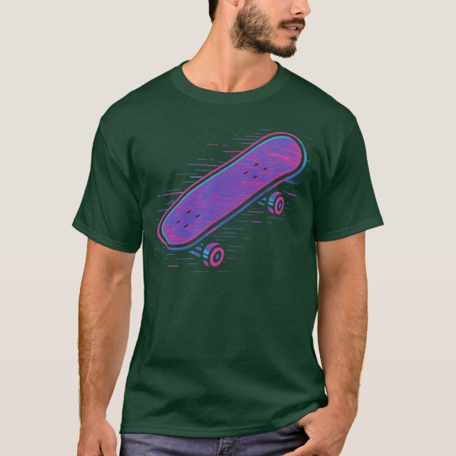 Neon Retro Skateboard-Design-Geschenk T-Shirt (Vorderseite)