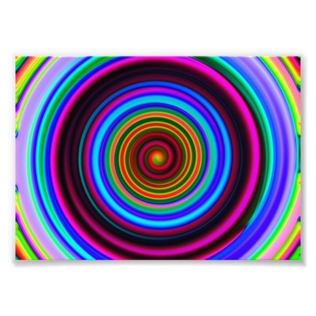 Neon Retro Spiral Muster Fotodruck (Vorne)