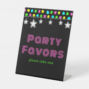 Neon Retro Stars Glow Party Sockelschild