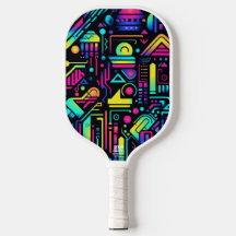 Neon Retro Tech Pickleball-Schläger | 80er Gamer