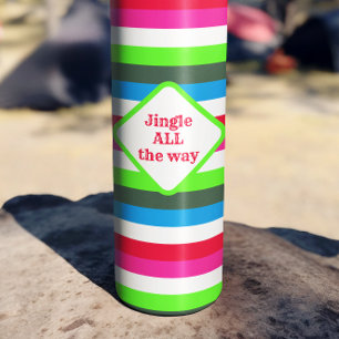 Neon Retro Weihnachtsstreifen individuell anpassba Thermosbecher