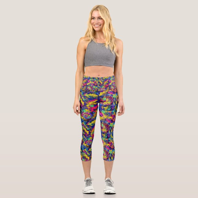 Neon Rewind Capri aus den 80er Jahren Leggings (Vorderseite)