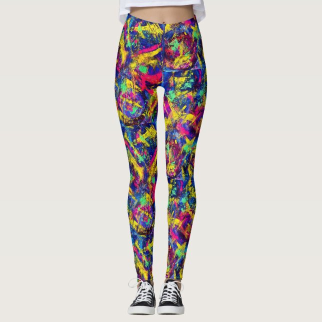 Neon Rewind Leggings aus den 80er Jahren (Vorderseite)