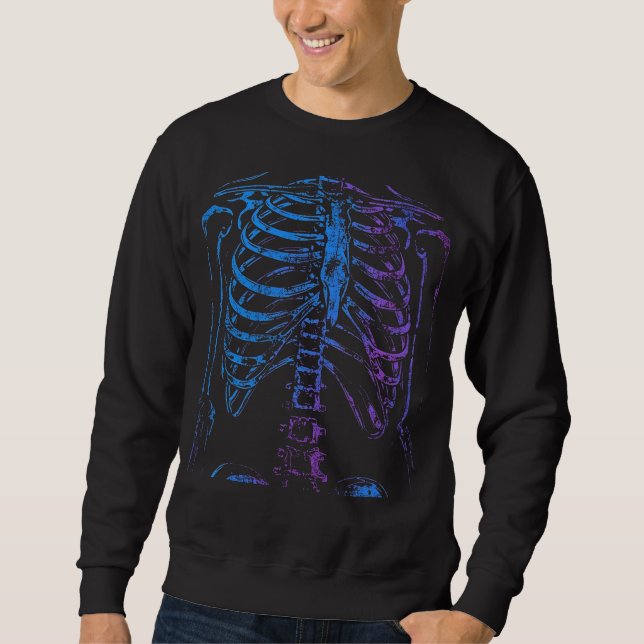Neon Ribcage Skeleton Graphic Sweatshirt (Vorderseite)