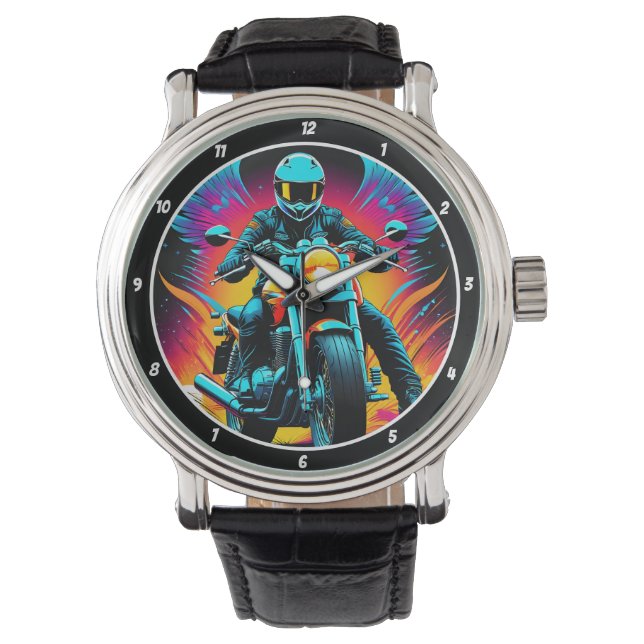 Neon Ride, Biker Watch Face Armbanduhr (Vorderseite)