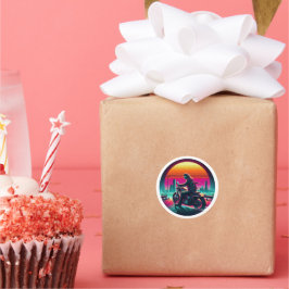 Neon Rider Runder Aufkleber