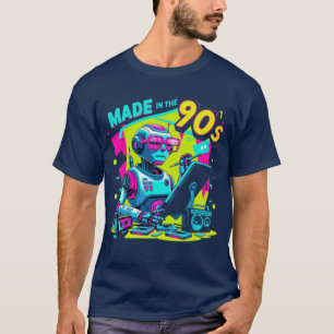 Neon Robot Designer Retro T - Shirt der 90er Jahre
