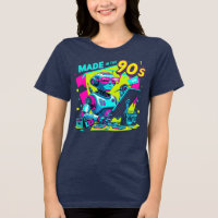 Neon Robot Designer Retro T - Shirt der 90er Jahre
