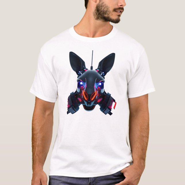 Neon Robotic Kangaroo Face T-Shirt (Vorderseite)