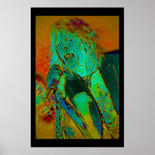 Neon Rock Singer Poster