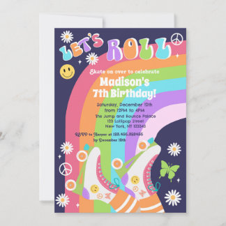 Neon Roller Skate Groovy Einladung zum Geburtstag