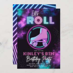 Neon Roller Skaten Einladung   SKATE