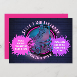 NEON ROLLER SKATEN GLOW NEON PINK Geburtstagsparty