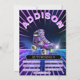 Neon Roller Skaten Party Einladung