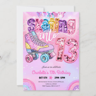 Neon-Rollschuhfahren 13. Geburtstag Einladung