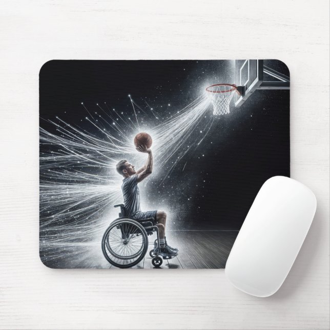 Neon Rollstuhl Basketball Player Mousepad (Mit Mouse)