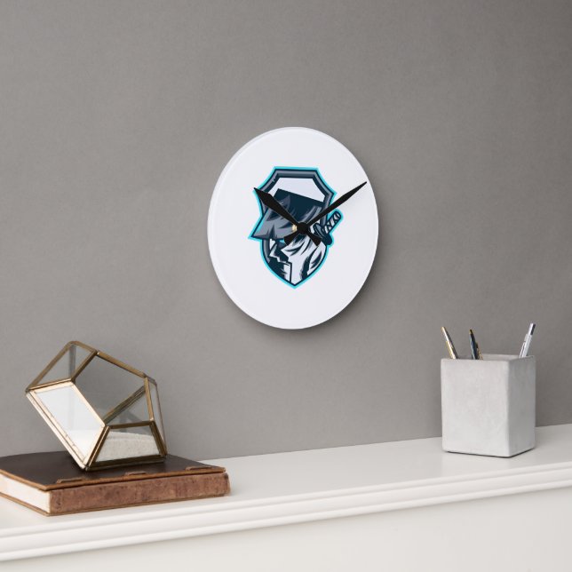 Neon Ronin: Shadow Blade Crest Runde Wanduhr (Büro)