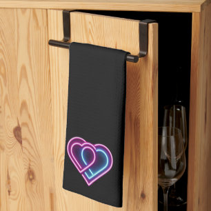 Neon rosa/blauer Herz-Valentinstag-Mug Geschirrtuch