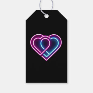Neon rosa/blauer Herz Valentinstag Tasse Geschenkanhänger