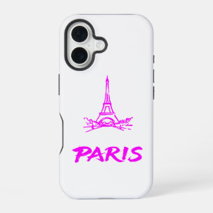 Neon Rosa Eiffelturm Paris Skizze iPhone 16 Hülle