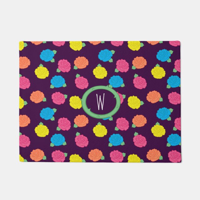 Neon Rose Doormat Fußmatte (Vorderseite)