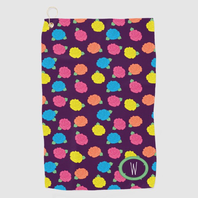 Neon Rose Golfhandtuch (Vorderseite)