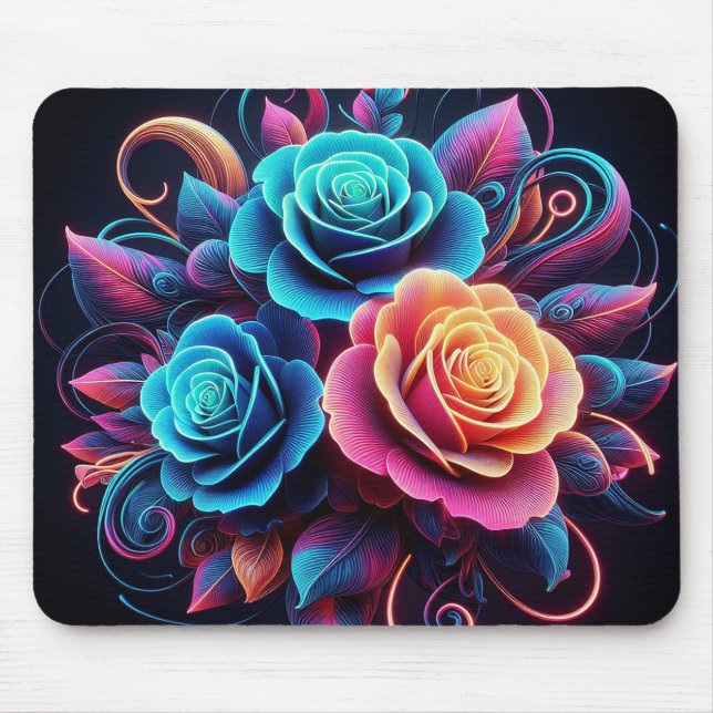 Neon Rose Mousepad (Vorne)