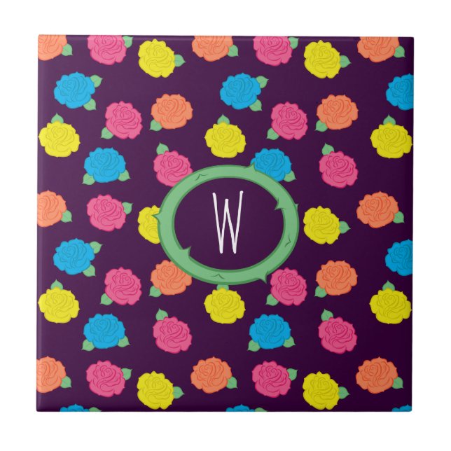 Neon Rose Tile Fliese (Vorderseite)