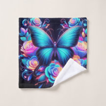 Neon Rose und Butterfly