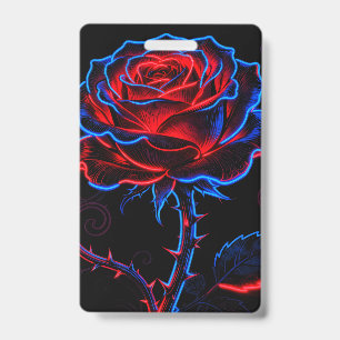 Neon-Rot-Blau-Rose-Glow-Abzeichen Ausweis